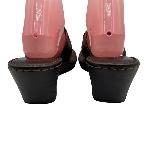 Born Womens 9 Brown Leather Wedge Sandals Thong Flip Flops Cushion Comfort - Picture 6 of 16